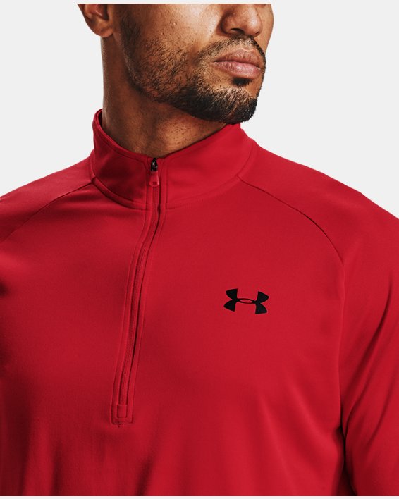 Herren UA Tech™ Shirt mit ½-Zip, langärmlig, Red, pdpMainDesktop image number 3